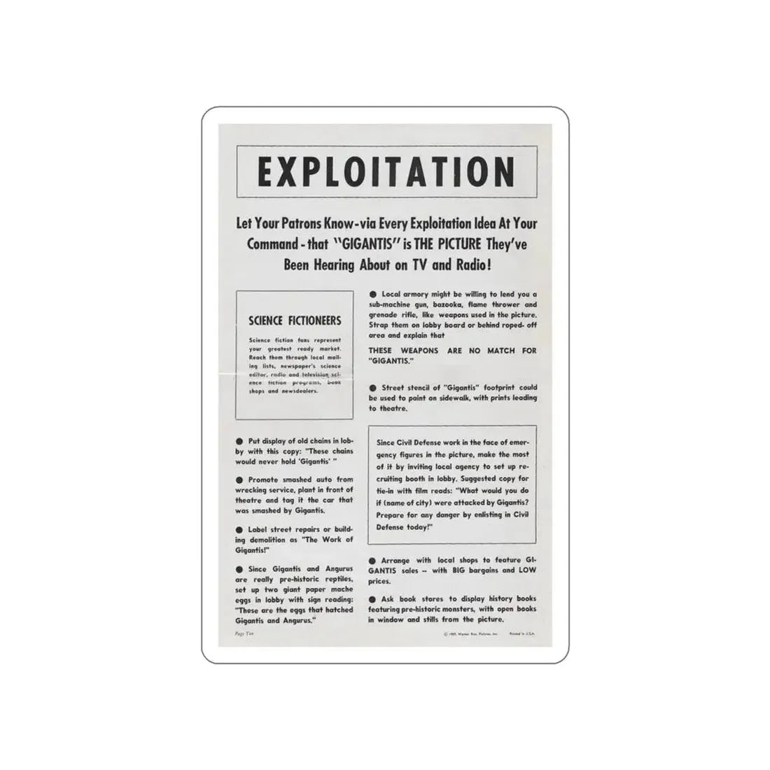 GIGANTIS THE FIRE MONSTER (PROMOTIONAL) 1959 Movie Poster STICKER Vinyl Die-Cut Decal - The Sticker Space