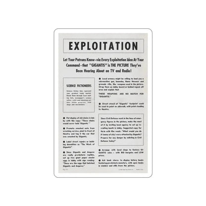 GIGANTIS THE FIRE MONSTER (PROMOTIONAL) 1959 Movie Poster STICKER Vinyl Die-Cut Decal - The Sticker Space