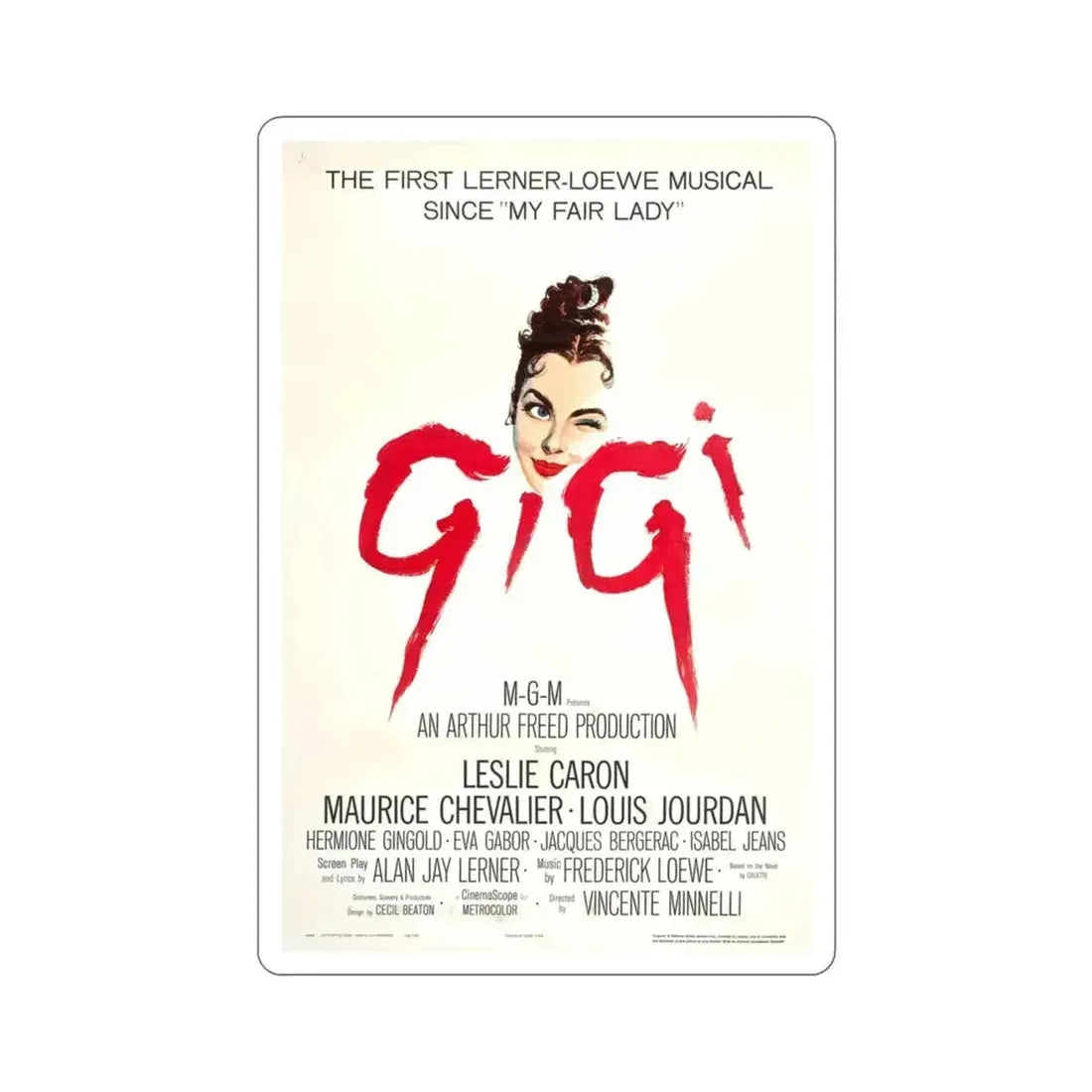 Gigi 1958 Movie Poster STICKER Vinyl Die-Cut Decal - The Sticker Space