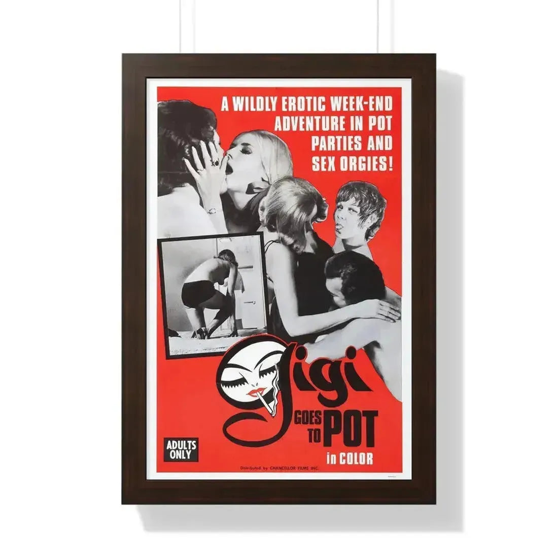 GIGI GOES TO POT 1971 - Framed Movie Poster 16″ x 24″ Walnut - The Sticker Space