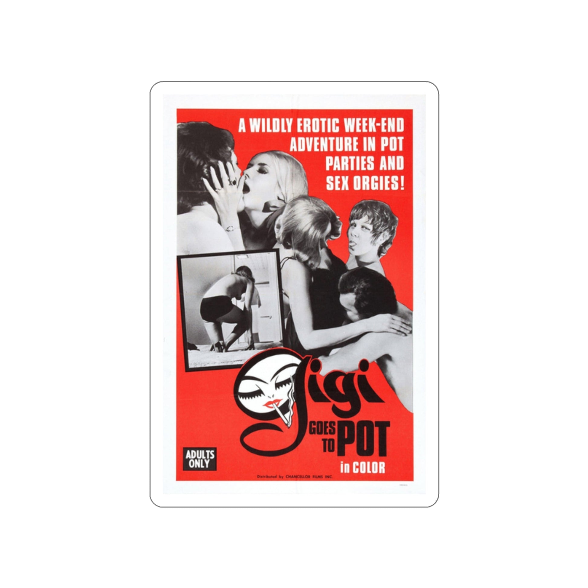 GIGI GOES TO POT 1971 Movie Poster STICKER Vinyl Die-Cut Decal-2 Inch-The Sticker Space