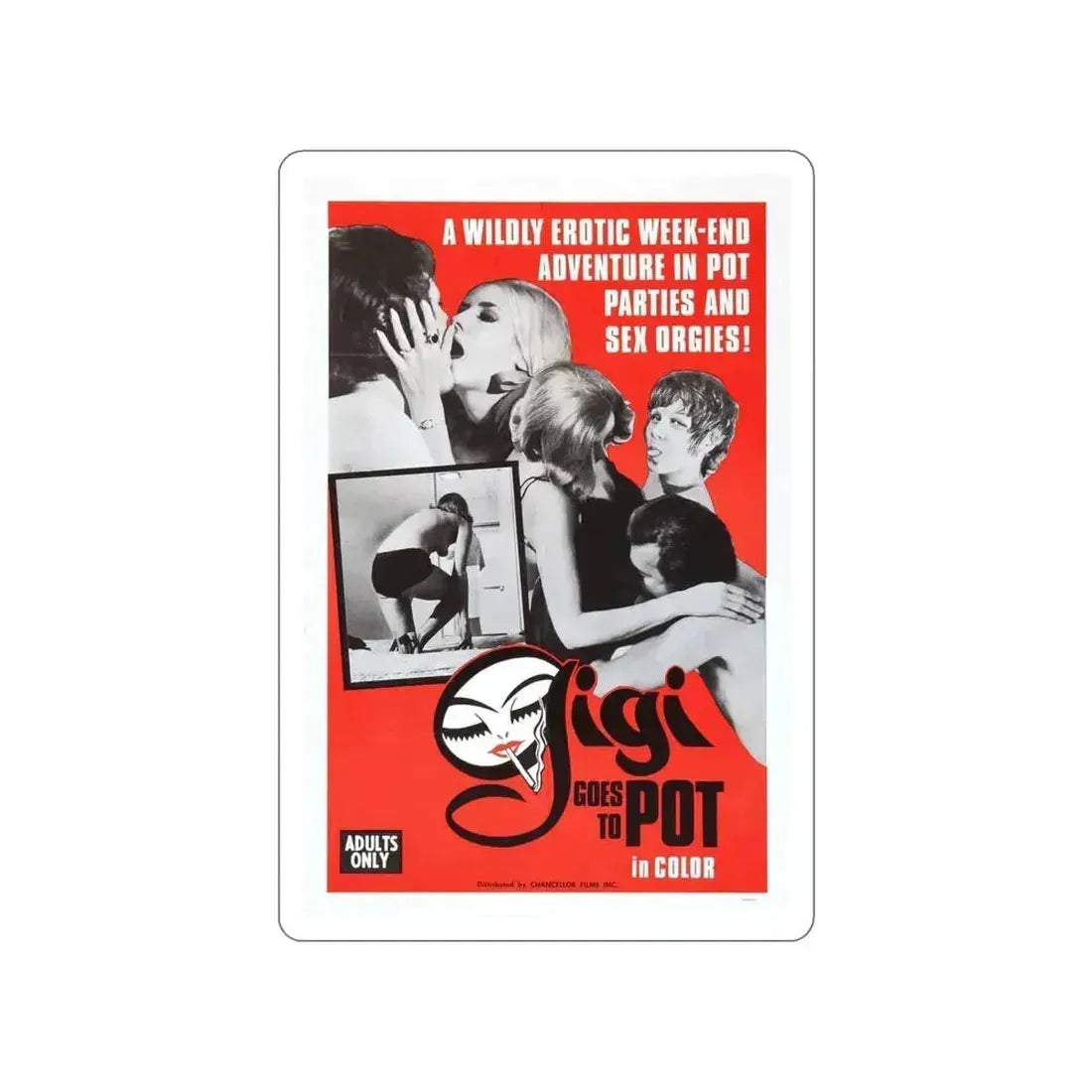 GIGI GOES TO POT 1971 Movie Poster STICKER Vinyl Die-Cut Decal 4 Inch - The Sticker Space