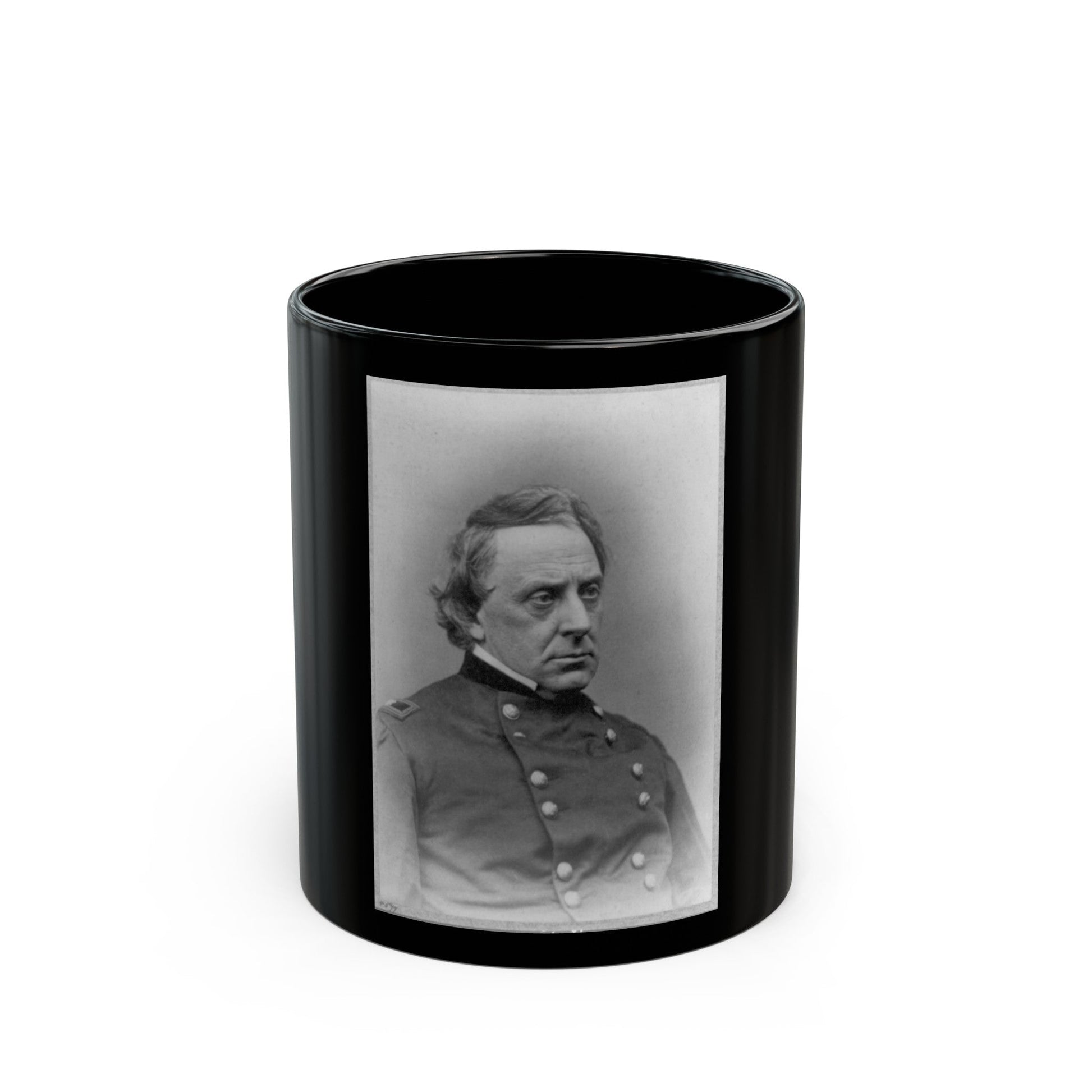 Gilman Marston, Head-And-Shoulders Portrait, Facing Right, In Uniform (U.S. Civil War) Black Coffee Mug-11oz-The Sticker Space