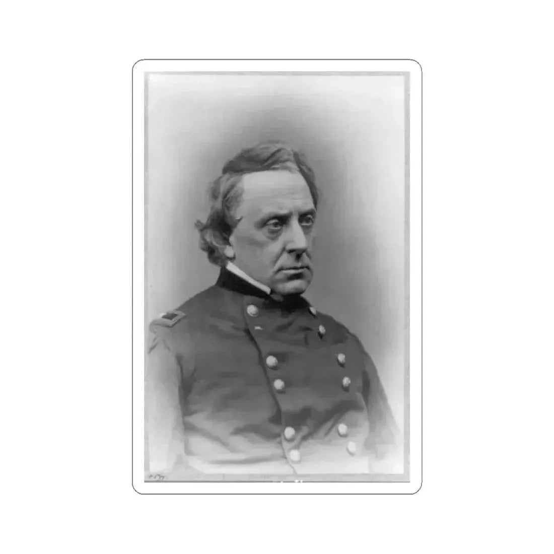 Gilman Marston, Head-and-Shoulders Portrait, Facing Right, in Uniform (U.S. Civil War) STICKER Vinyl Kiss-Cut Decal 4 Inch White - The Sticker Space