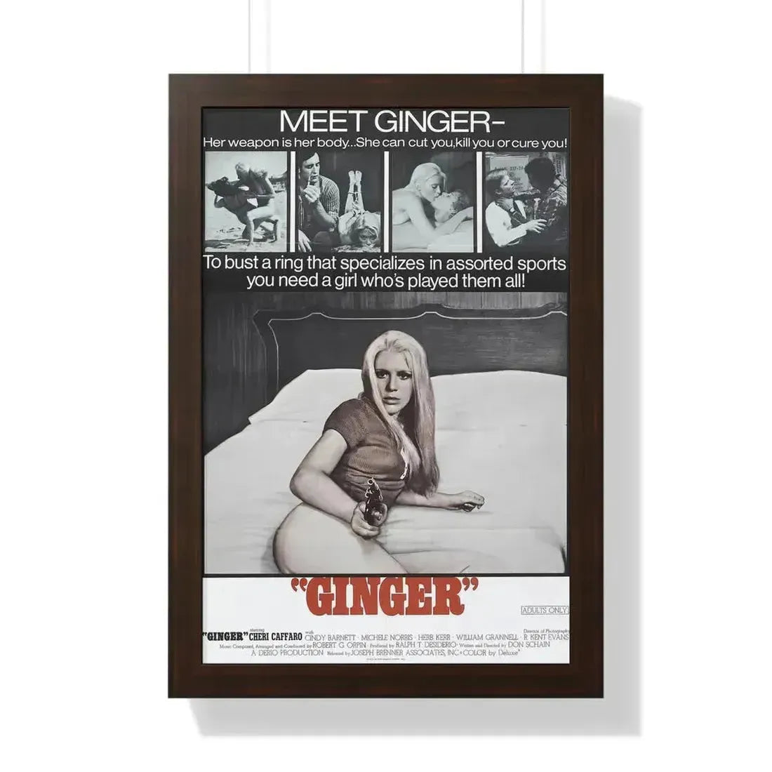 GINGER 1971 - Framed Movie Poster 16″ x 24″ Walnut - The Sticker Space
