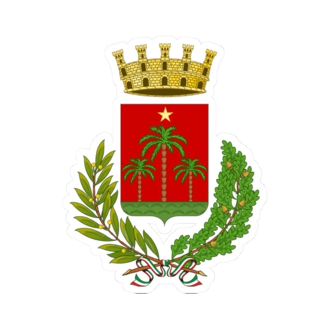 Gioia Tauro-Stemma (Italy) (Coat of Arms) STICKER Vinyl Kiss-Cut Decal 2 Inch White - The Sticker Space