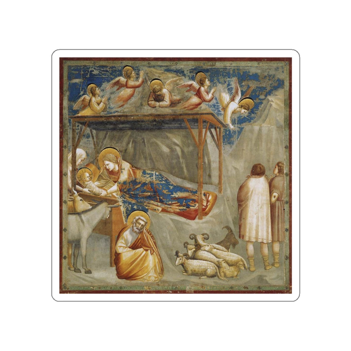 GIOTTO di Bondone - 1.Birth of Jesus (Artwork) STICKER Vinyl Die-Cut Decal-White-The Sticker Space