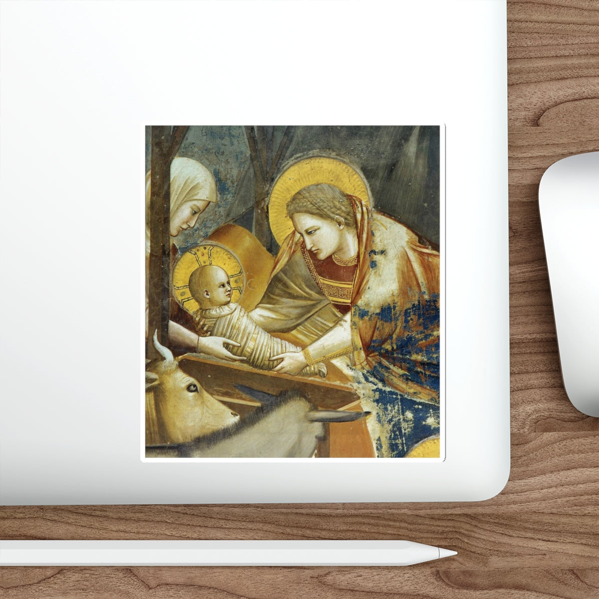 GIOTTO di Bondone - 1.Birth of Jesus (detail) (Artwork) STICKER Vinyl Die-Cut Decal-The Sticker Space