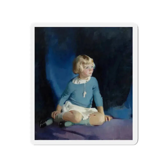 Girl in Blue 1933 (Magazine Illustration) Refrigerator Magnet 2 Inch Die-Cut - The Sticker Space