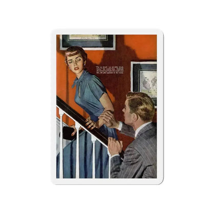 Girl On the Spot (Pt. 2), Redbook, April 1950 (Magazine Illustration) Refrigerator Magnet 3 Inch Die-Cut - The Sticker Space