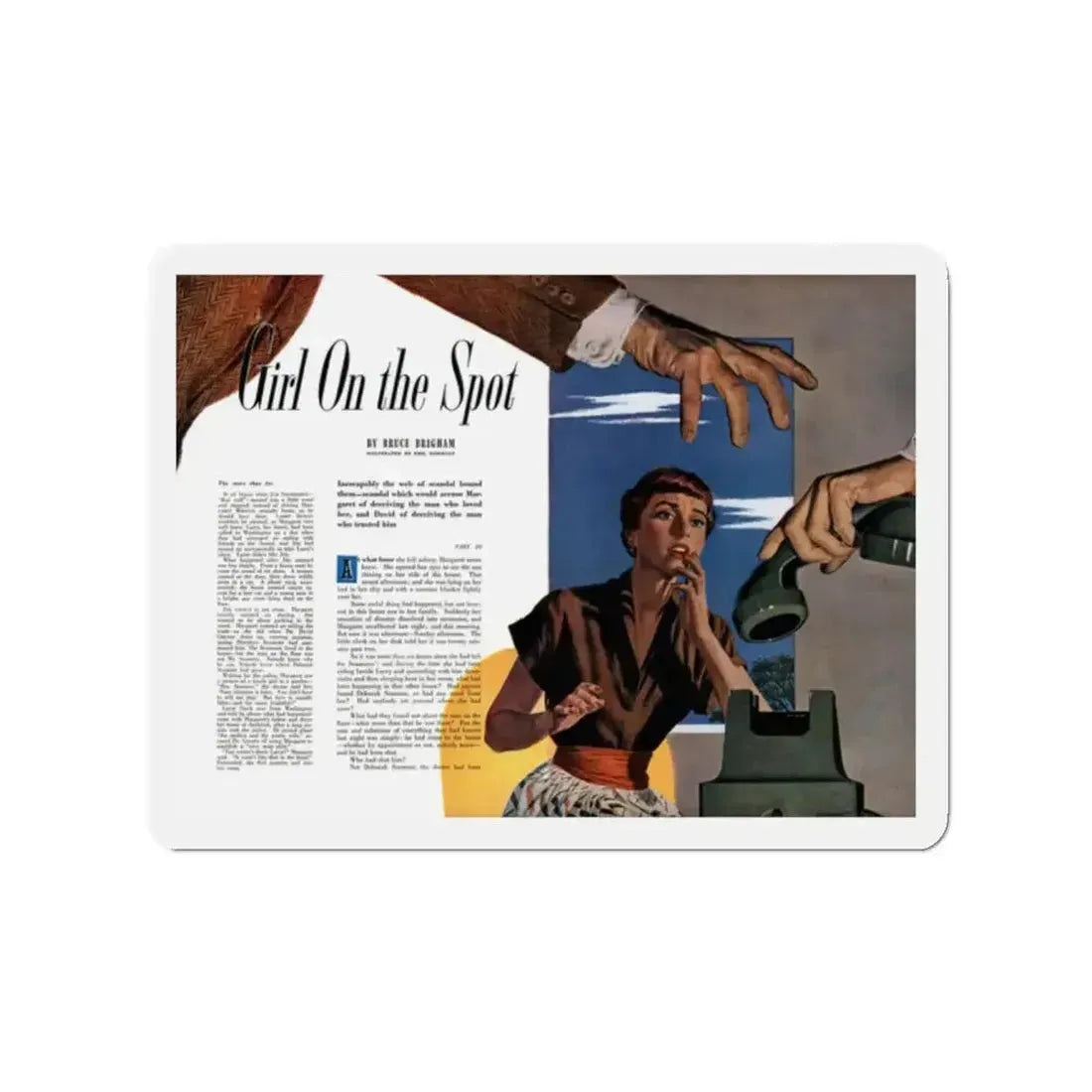 Girl On the Spot (Pt. 3), Redbook, May 1950 (Magazine Illustration) Refrigerator Magnet - The Sticker Space