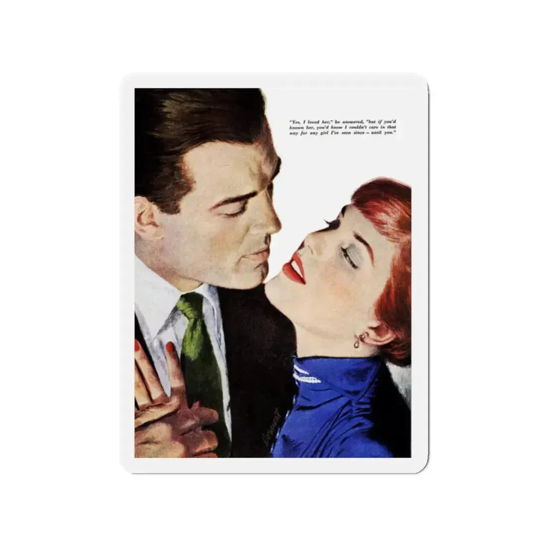 Girl On the Spot (Pt. 5), Redbook, July 1950 (Magazine Illustration) Refrigerator Magnet 2 Inch Die-Cut - The Sticker Space