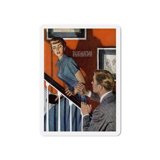 Girl On the Spot (Pt. 2), Redbook, April 1950 (Magazine Illustration) Refrigerator Magnet-6 × 6"-The Sticker Space