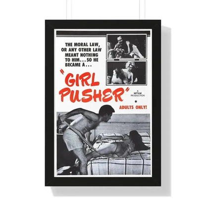 GIRL PUSHER 1968 - Framed Movie Poster 16″ x 24″ Black - The Sticker Space