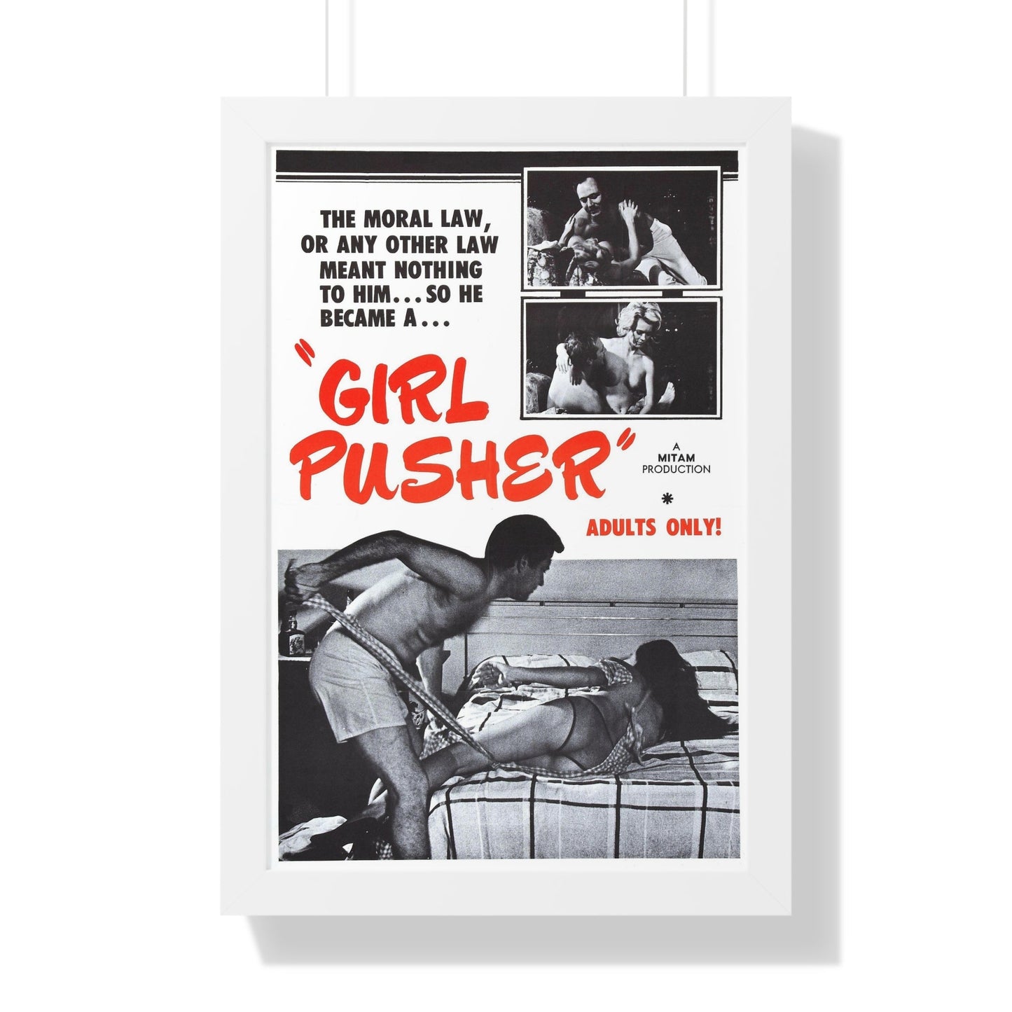 GIRL PUSHER 1968 - Framed Movie Poster-16″ x 24″-The Sticker Space