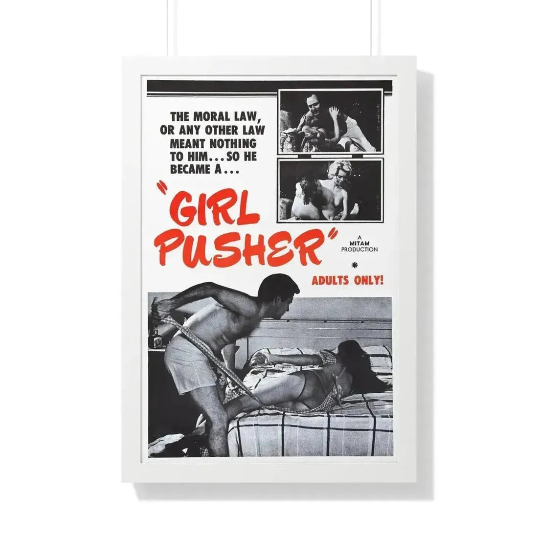 GIRL PUSHER 1968 - Framed Movie Poster 20" x 30" White - The Sticker Space