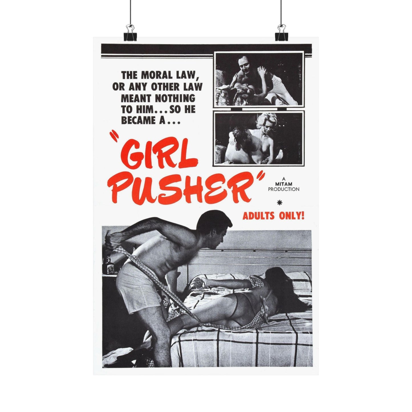 GIRL PUSHER 1968 - Paper Movie Poster-12″ x 18″-The Sticker Space