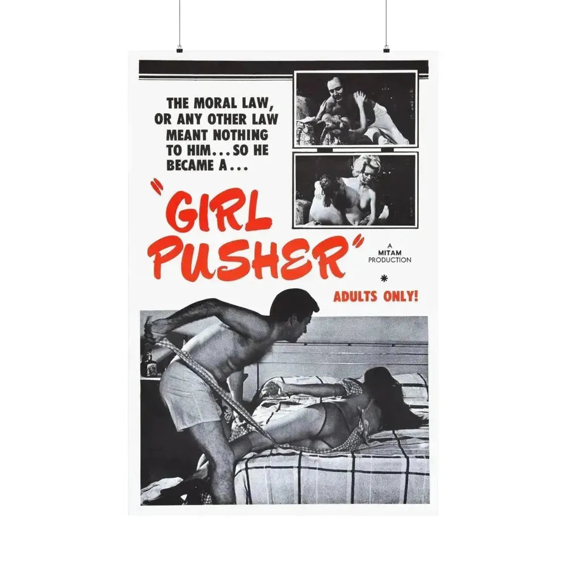 GIRL PUSHER 1968 - Paper Movie Poster 36" x 54" Matte - The Sticker Space