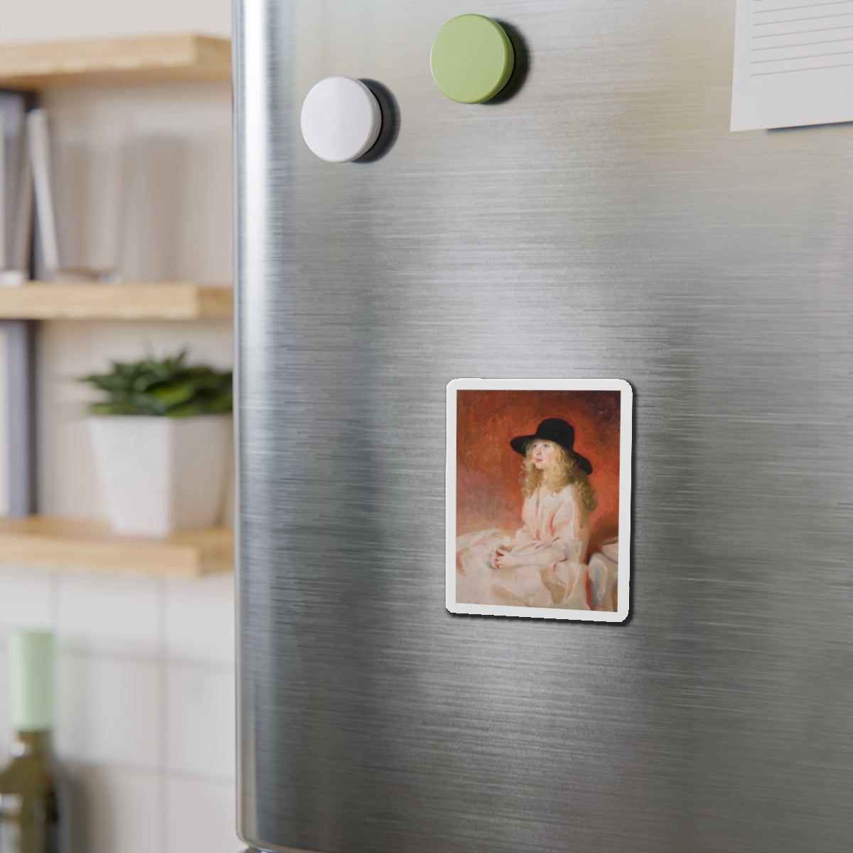 Girl with Black Hat, Art and Health magazine cover illustration, circa 1926 (Magazine Illustration) Refrigerator Magnet-The Sticker Space