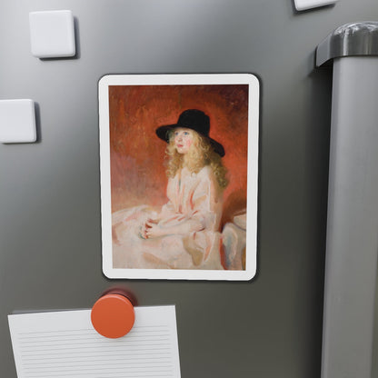 Girl with Black Hat, Art and Health magazine cover illustration, circa 1926 (Magazine Illustration) Refrigerator Magnet-The Sticker Space