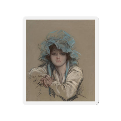 Girl with Blue Bonnet, Good Housekeeping magazine cover, July 1917 (Magazine Illustration) Refrigerator Magnet-3" x 3"-The Sticker Space