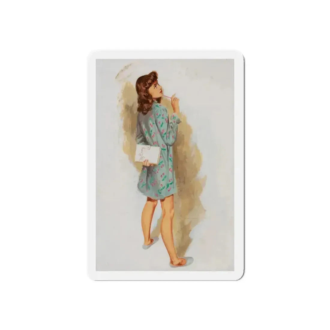 Girl With Diary, Esquire Magazine interior illustration, 1946 (Magazine Illustration) Refrigerator Magnet 6 Inch Die-Cut - The Sticker Space