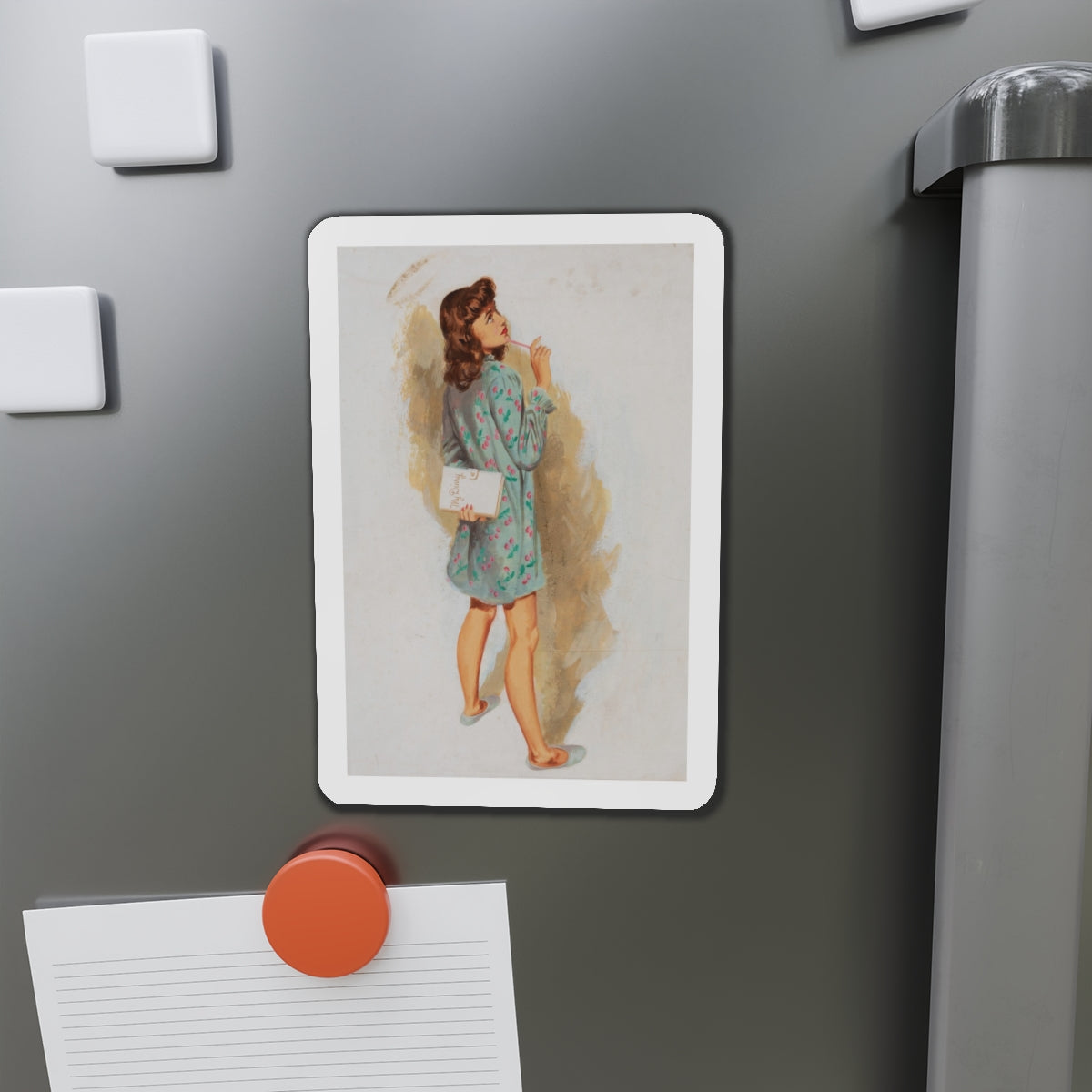 Girl With Diary, Esquire Magazine interior illustration, 1946 (Magazine Illustration) Refrigerator Magnet-The Sticker Space