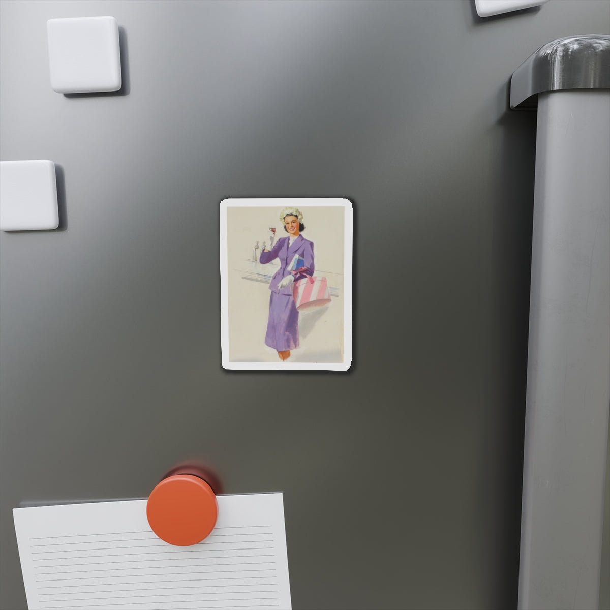 Girl with Hat Box, Coca-Cola advertisement (Magazine Illustration) Refrigerator Magnet-The Sticker Space