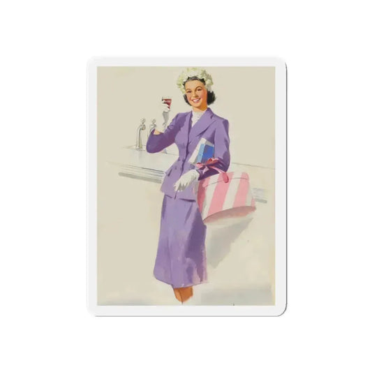 Girl with Hat Box, Coca-Cola advertisement (Magazine Illustration) Refrigerator Magnet 6 Inch Die-Cut - The Sticker Space