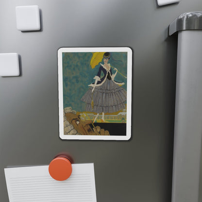 Girl with Parasol (Magazine Illustration) Refrigerator Magnet-The Sticker Space