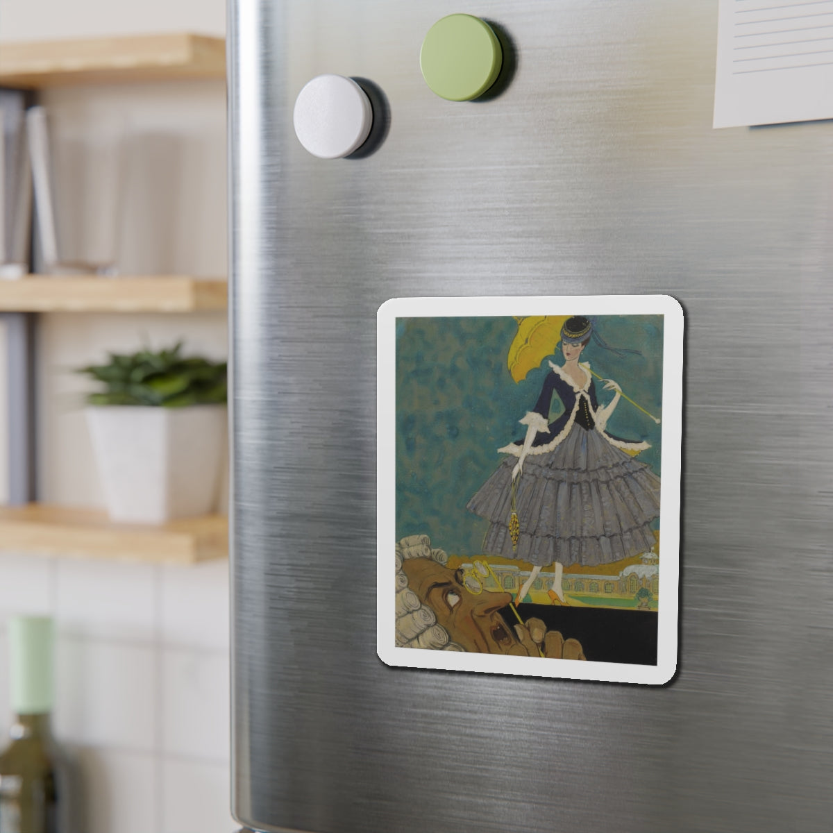 Girl with Parasol (Magazine Illustration) Refrigerator Magnet-The Sticker Space