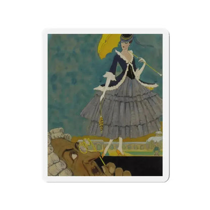 Girl with Parasol (Magazine Illustration) Refrigerator Magnet 2 Inch Die-Cut - The Sticker Space