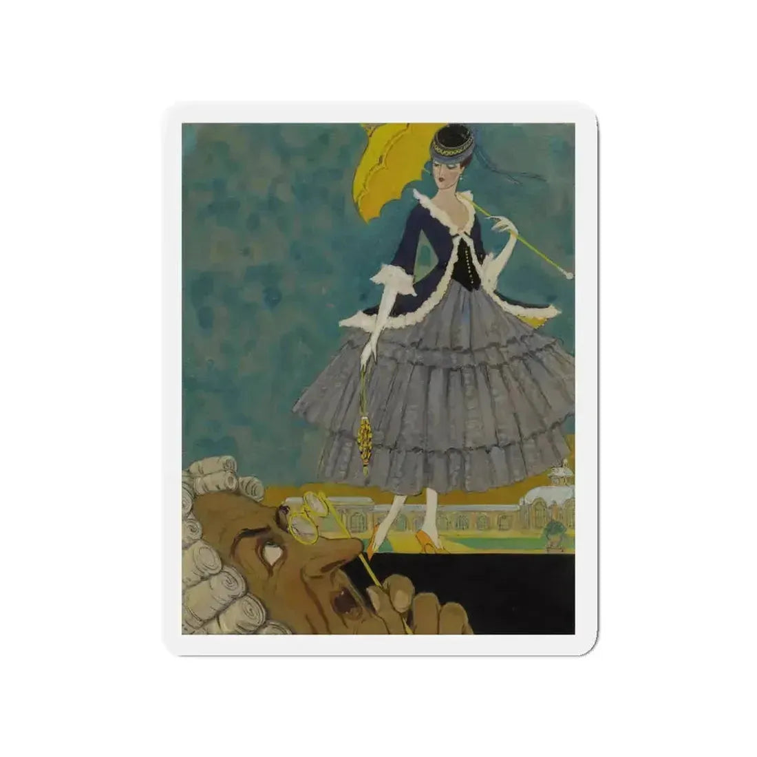 Girl with Parasol (Magazine Illustration) Refrigerator Magnet 3 Inch Die-Cut - The Sticker Space