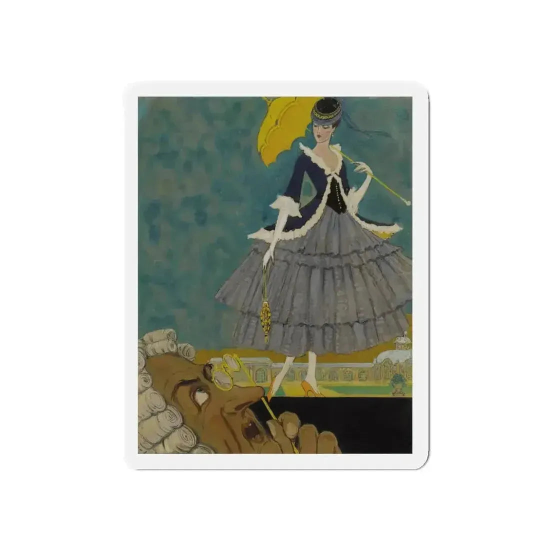 Girl with Parasol (Magazine Illustration) Refrigerator Magnet - The Sticker Space
