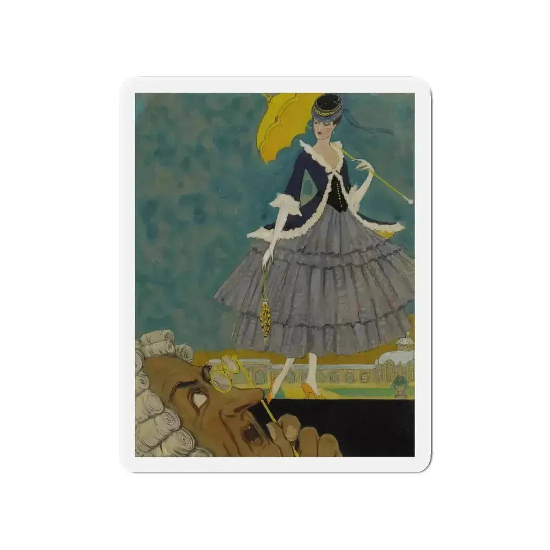 Girl with Parasol (Magazine Illustration) Refrigerator Magnet - The Sticker Space