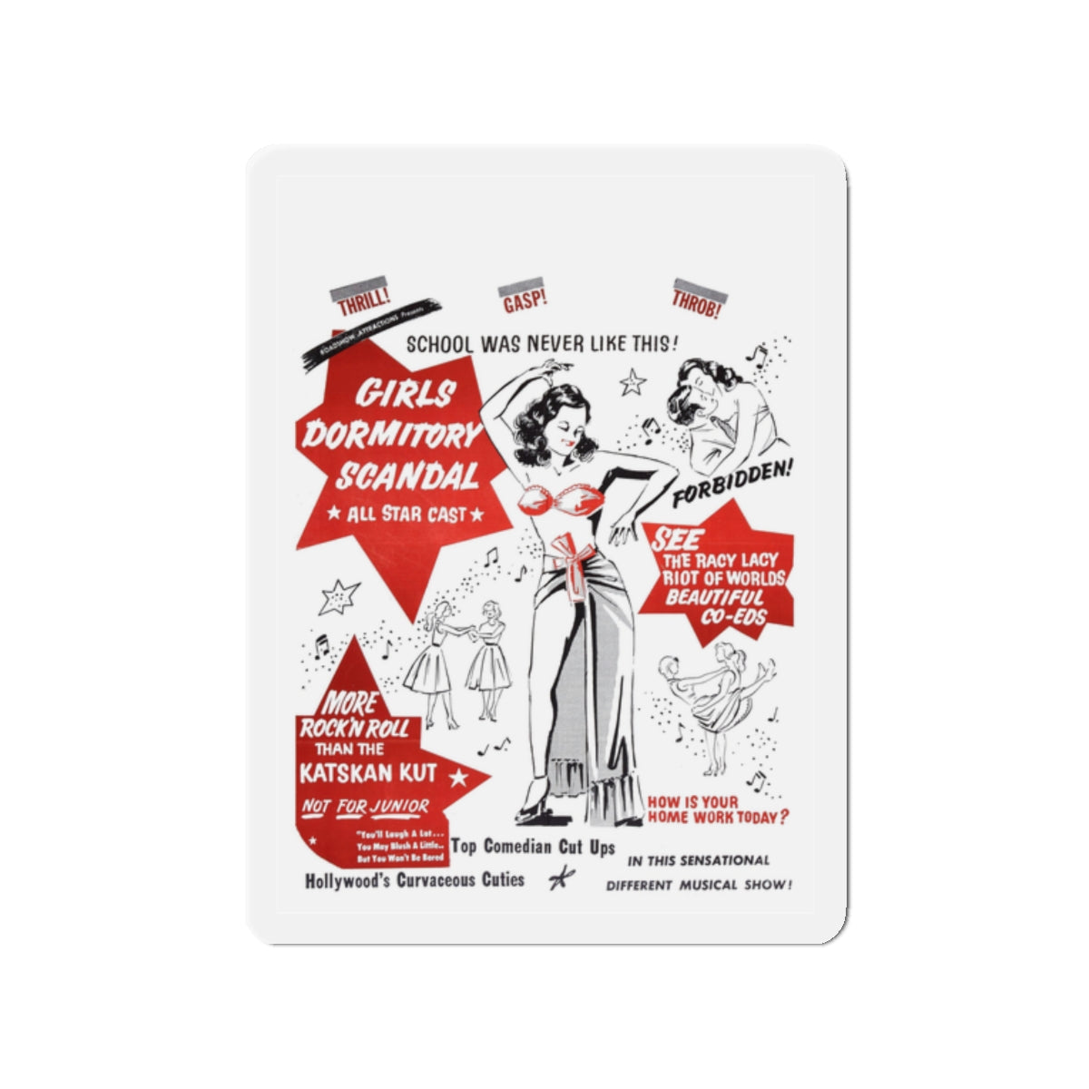 GIRLS DORMITORY SCANDAL 1950 Movie Poster - Die-Cut Magnet-2" x 2"-The Sticker Space