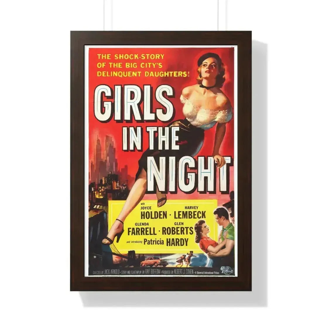GIRLS IN THE NIGHT 1953 - Framed Movie Poster 16″ x 24″ Walnut - The Sticker Space