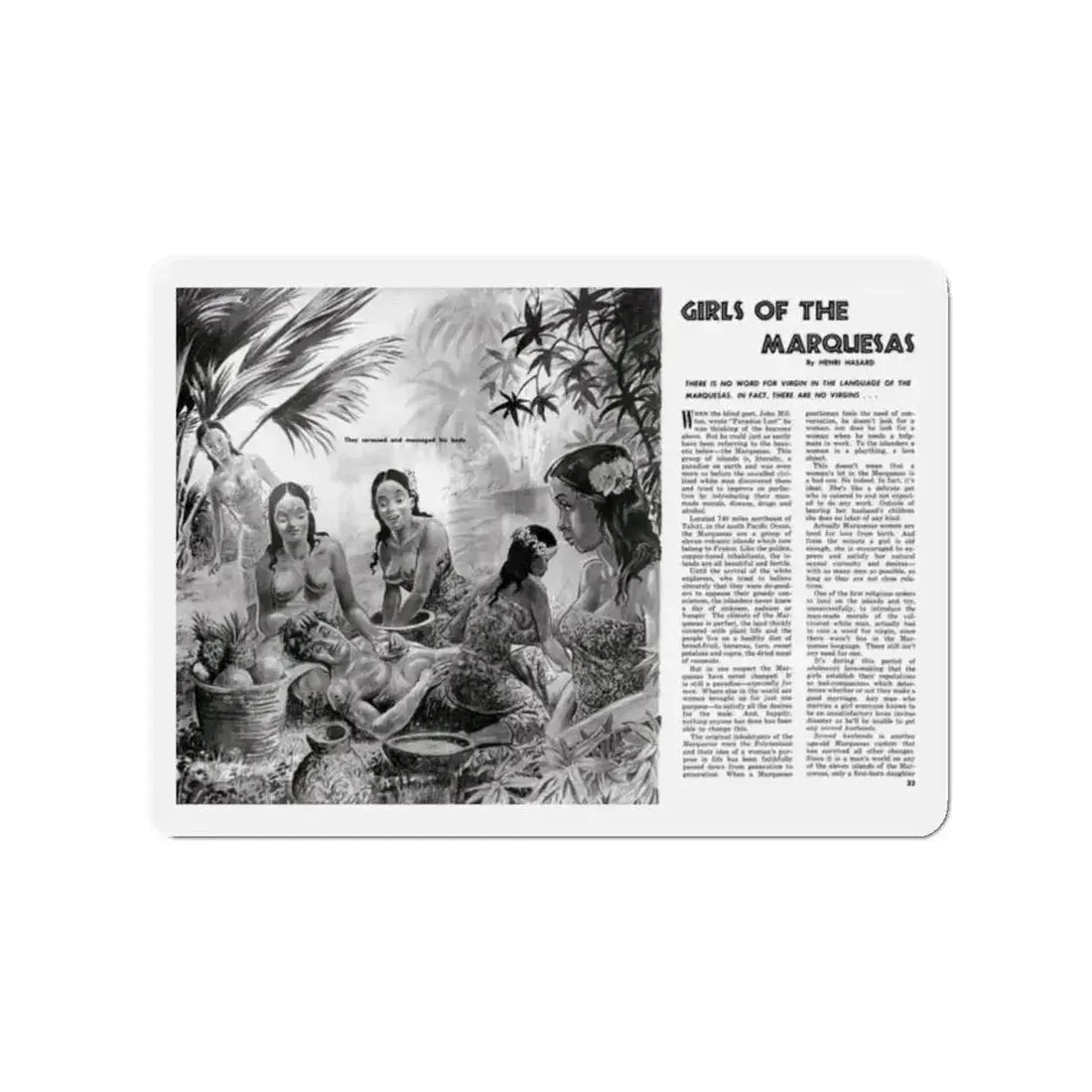 Girls Of The Marquesas, Rage for Men, September 1960 (Magazine Illustration) Refrigerator Magnet - The Sticker Space