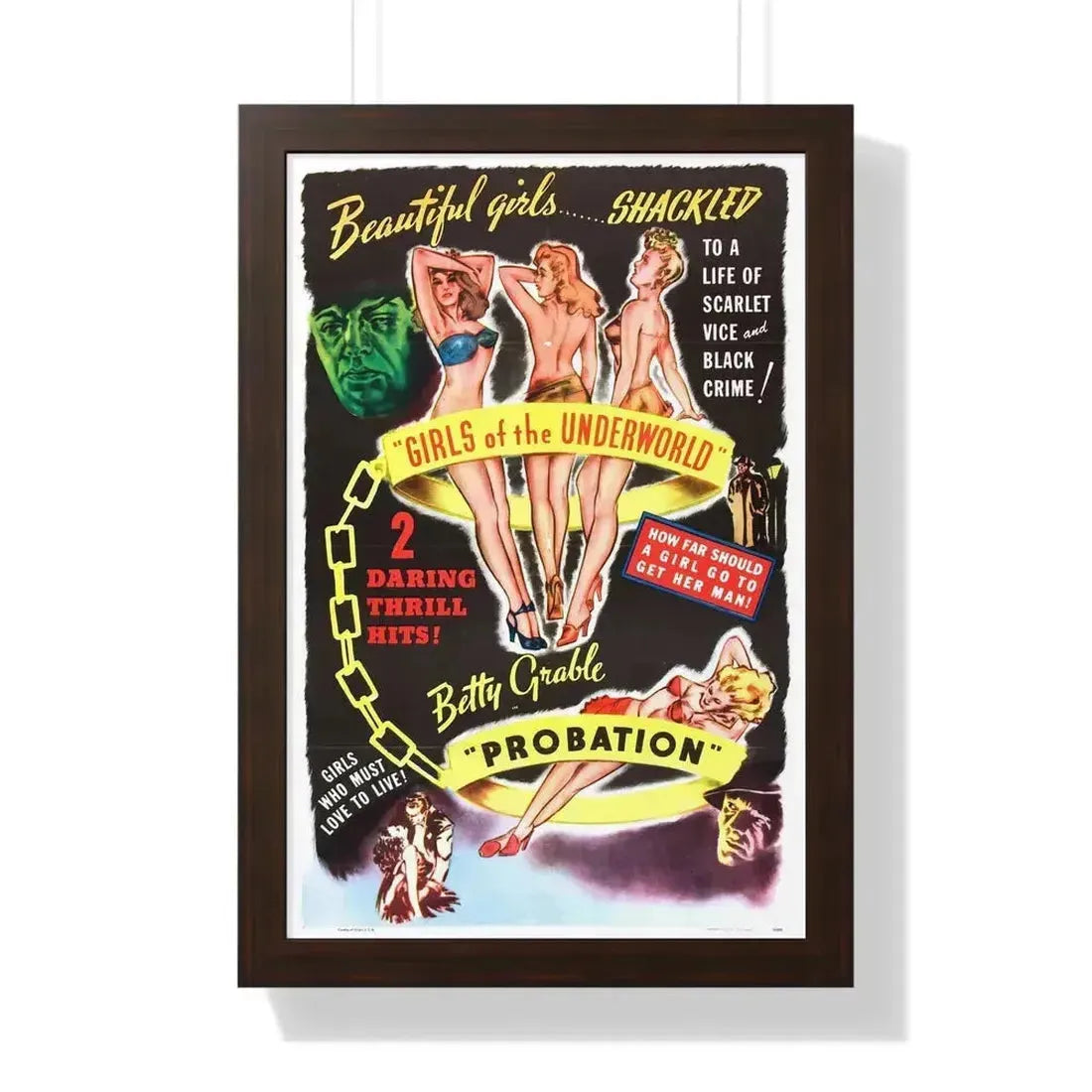 GIRLS OF THE UNDERWORLD + PROBATION 1940 - Framed Movie Poster 16″ x 24″ Walnut - The Sticker Space