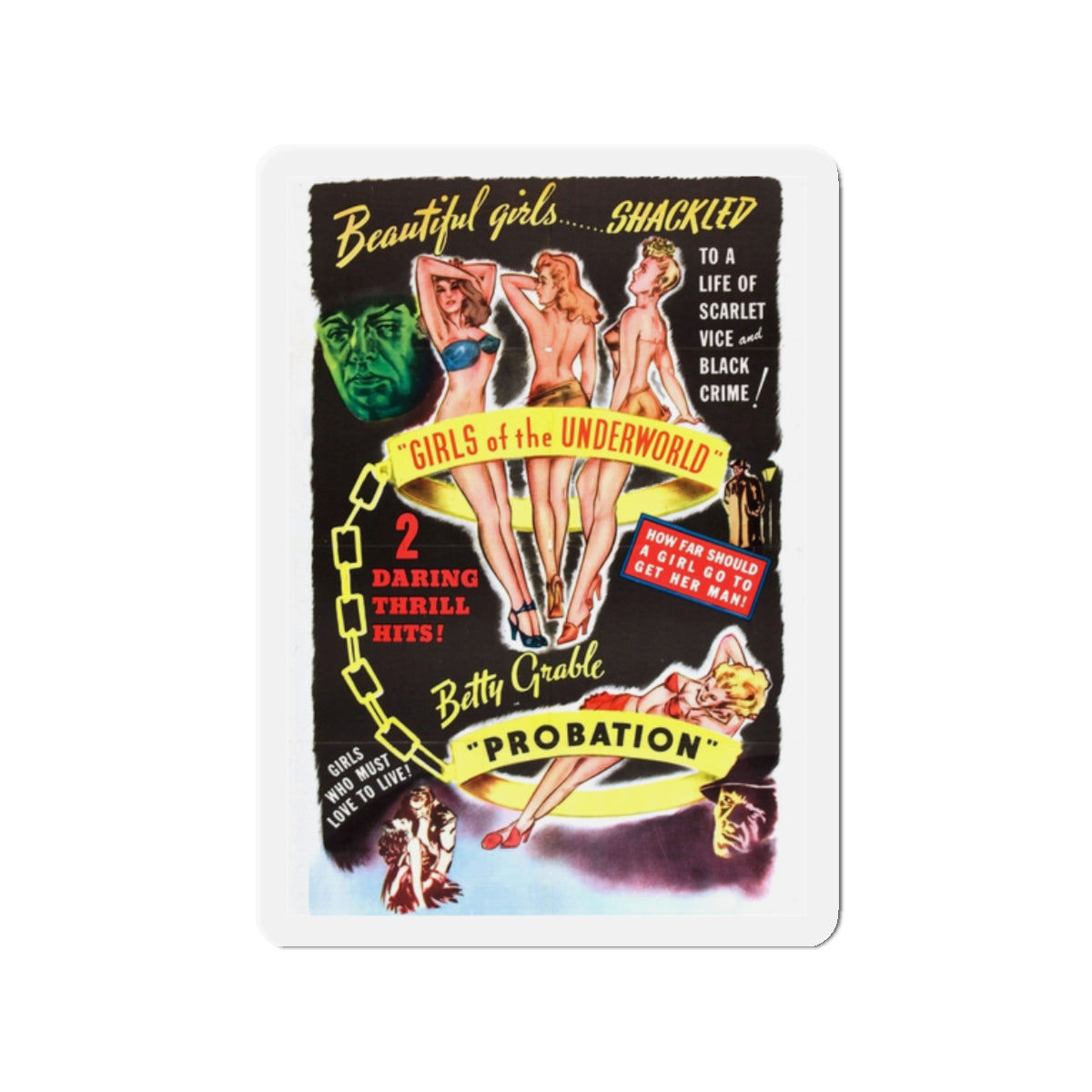 GIRLS OF THE UNDERWORLD + PROBATION 1940 Movie Poster - Die-Cut Magnet-2" x 2"-The Sticker Space