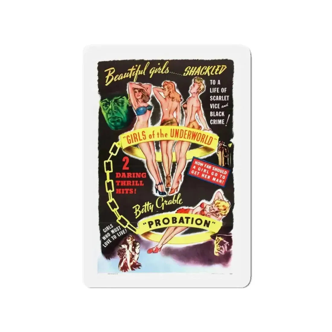 GIRLS OF THE UNDERWORLD + PROBATION 1940 Movie Poster - Refrigerator Magnet - The Sticker Space