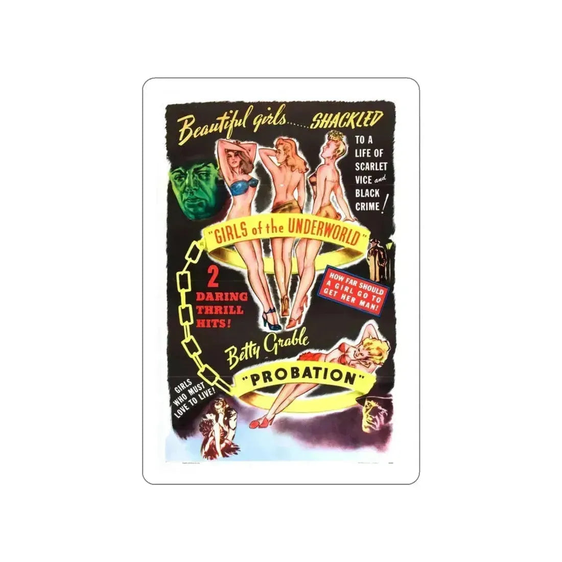 GIRLS OF THE UNDERWORLD + PROBATION 1940 Movie Poster STICKER Vinyl Die-Cut Decal 3 Inch - The Sticker Space