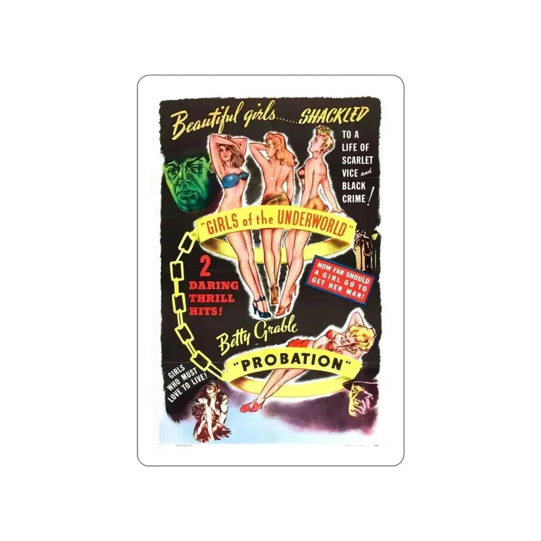 GIRLS OF THE UNDERWORLD + PROBATION 1940 Movie Poster STICKER Vinyl Die-Cut Decal 5 Inch - The Sticker Space