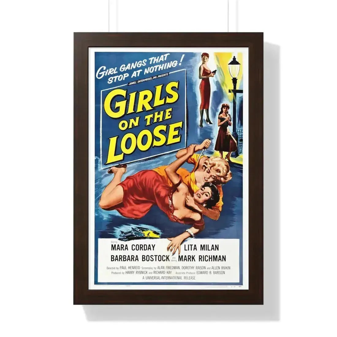 GIRLS ON THE LOOSE 1958 - Framed Movie Poster 16″ x 24″ Walnut - The Sticker Space