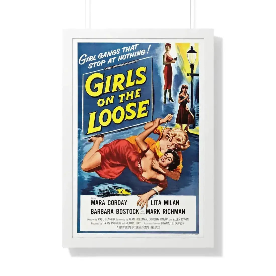 GIRLS ON THE LOOSE 1958 - Framed Movie Poster 20" x 30" White - The Sticker Space