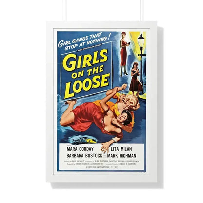 GIRLS ON THE LOOSE 1958 - Framed Movie Poster 20" x 30" White - The Sticker Space