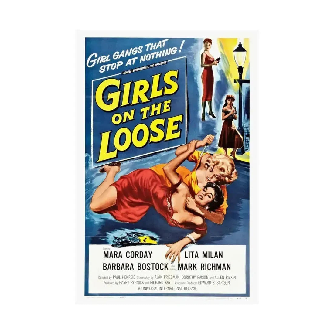 GIRLS ON THE LOOSE 1958 - Paper Movie Poster - The Sticker Space