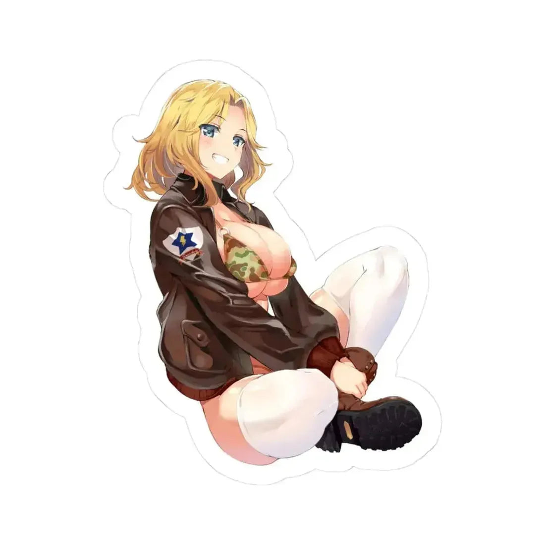 Girls und Panzer Kay 4 (Anime/Ecchi) STICKER Vinyl Kiss-Cut Decal 3 Inch White - The Sticker Space