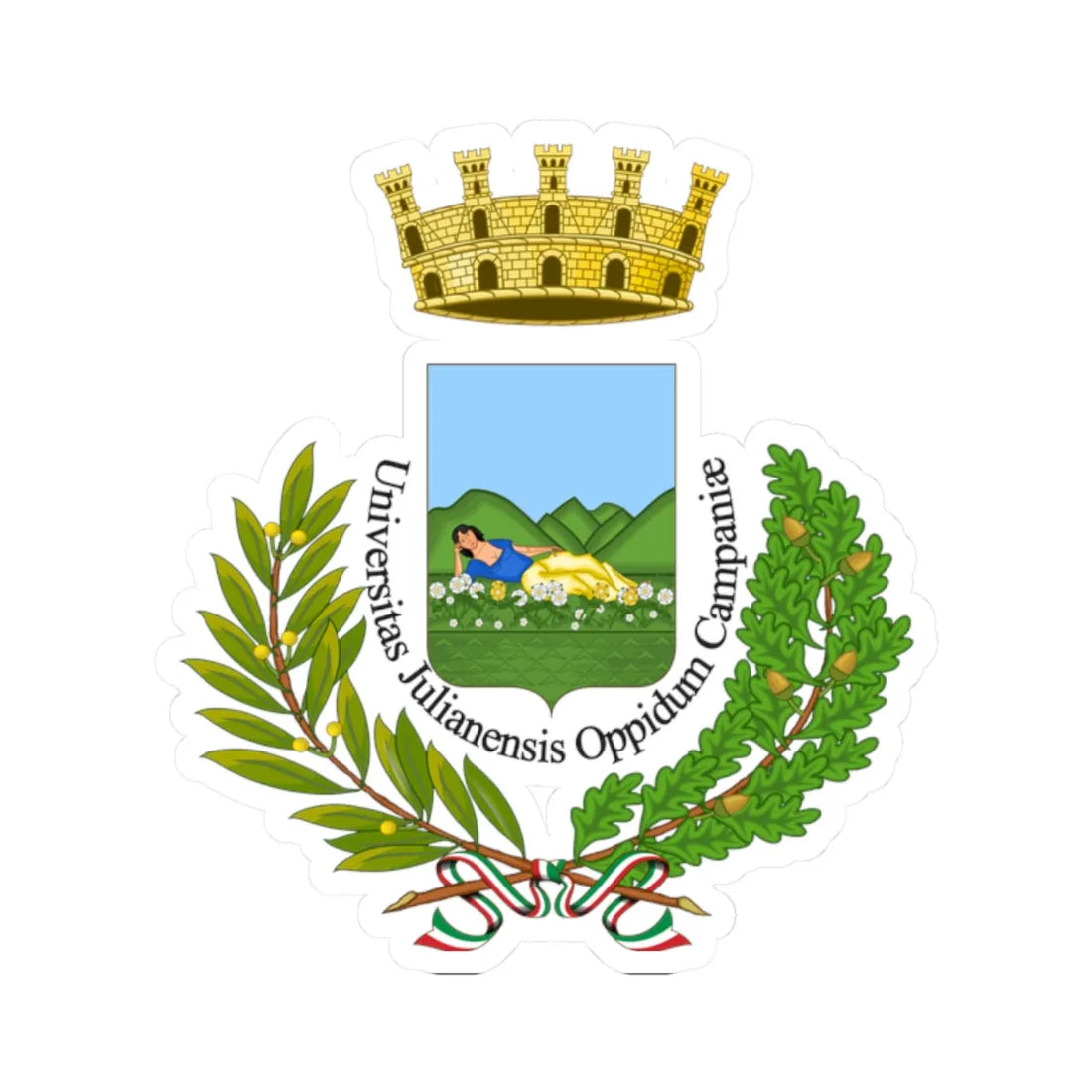 Giugliano in Campania-Stemma (Italy) (Coat of Arms) STICKER Vinyl Kiss-Cut Decal 2 Inch White - The Sticker Space