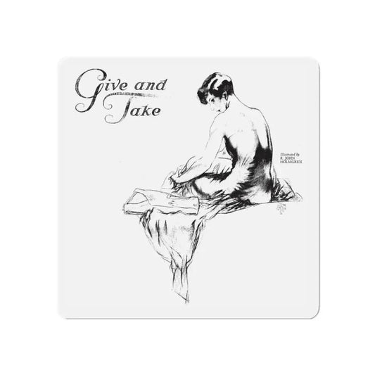 Give and Take (1), Collier's, February 11, 1928 (Magazine Illustration) Refrigerator Magnet 6 Inch Die-Cut - The Sticker Space